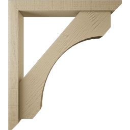 Ekena Millwork - BKTUR0352X28X32LEC06RCPR - Timberthane Faux Wood Legacy Style Bracket w/ Offset Brace, Slat Ends, 3 1/2"W x 28"D x 32"H, Primed Tan
