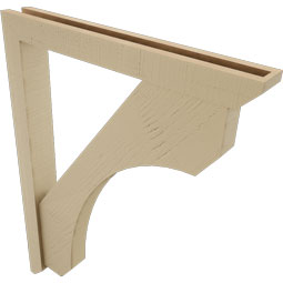 Ekena Millwork - BKTUR0352X28X36LEC06RCPR - Timberthane Faux Wood Legacy Style Bracket w/ Offset Brace, Slat Ends, 3 1/2"W x 28"D x 36"H, Primed Tan