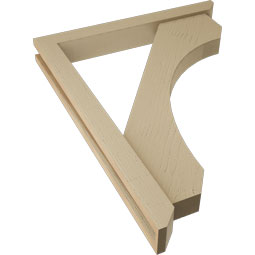Ekena Millwork - BKTUR0352X28X36LEC06RCPR - Timberthane Faux Wood Legacy Style Bracket w/ Offset Brace, Slat Ends, 3 1/2"W x 28"D x 36"H, Primed Tan
