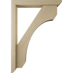 Ekena Millwork - BKTUR0352X28X40LEC06RCPR - Timberthane Faux Wood Legacy Style Bracket w/ Offset Brace, Slat Ends, 3 1/2"W x 28"D x 40"H, Primed Tan