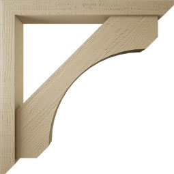 Ekena Millwork - BKTUR0352X30X30LEC06RCPR - Timberthane Faux Wood Legacy Style Bracket w/ Offset Brace, Slat Ends, 3 1/2"W x 30"D x 30"H, Primed Tan