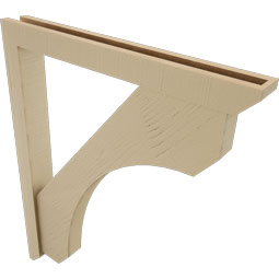 Ekena Millwork - BKTUR0352X30X36LEC06RCPR - Timberthane Faux Wood Legacy Style Bracket w/ Offset Brace, Slat Ends, 3 1/2"W x 30"D x 36"H, Primed Tan
