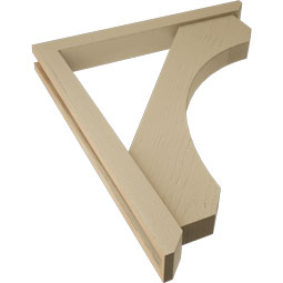 Ekena Millwork - BKTUR0352X30X36LEC06RCPR - Timberthane Faux Wood Legacy Style Bracket w/ Offset Brace, Slat Ends, 3 1/2"W x 30"D x 36"H, Primed Tan