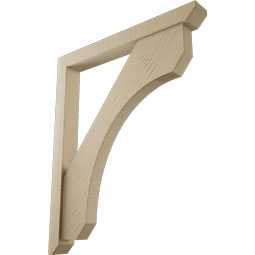 Ekena Millwork - BKTUR0352X30X36LEC06RCPR - Timberthane Faux Wood Legacy Style Bracket w/ Offset Brace, Slat Ends, 3 1/2"W x 30"D x 36"H, Primed Tan