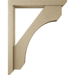 Ekena Millwork - BKTUR0352X30X38LEC06RCPR - Timberthane Faux Wood Legacy Style Bracket w/ Offset Brace, Slat Ends, 3 1/2"W x 30"D x 38"H, Primed Tan