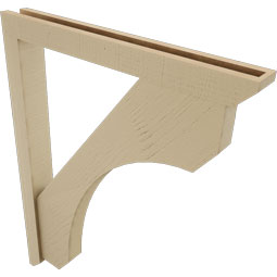 Ekena Millwork - BKTUR0352X30X38LEC06RCPR - Timberthane Faux Wood Legacy Style Bracket w/ Offset Brace, Slat Ends, 3 1/2"W x 30"D x 38"H, Primed Tan