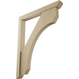 Ekena Millwork - BKTUR0352X30X38LEC06RCPR - Timberthane Faux Wood Legacy Style Bracket w/ Offset Brace, Slat Ends, 3 1/2"W x 30"D x 38"H, Primed Tan