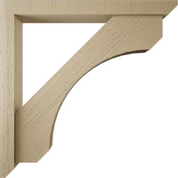 Ekena Millwork - BKTUR0352X32X32LEC06RCPR - Timberthane Faux Wood Legacy Style Bracket w/ Offset Brace, Slat Ends, 3 1/2"W x 32"D x 32"H, Primed Tan