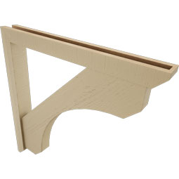 Ekena Millwork - BKTUR0352X32X32LEC06RCPR - Timberthane Faux Wood Legacy Style Bracket w/ Offset Brace, Slat Ends, 3 1/2"W x 32"D x 32"H, Primed Tan