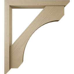 Ekena Millwork - BKTUR0352X32X36LEC06RCPR - Timberthane Faux Wood Legacy Style Bracket w/ Offset Brace, Slat Ends, 3 1/2"W x 32"D x 36"H, Primed Tan