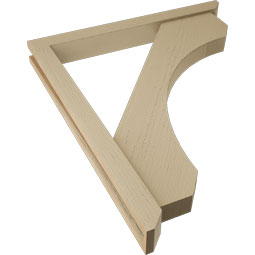 Ekena Millwork - BKTUR0352X32X38LEC06RCPR - Timberthane Faux Wood Legacy Style Bracket w/ Offset Brace, Slat Ends, 3 1/2"W x 32"D x 38"H, Primed Tan