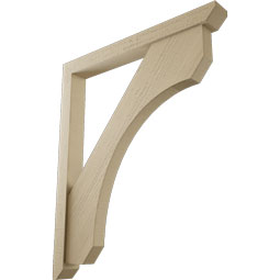 Ekena Millwork - BKTUR0352X32X38LEC06RCPR - Timberthane Faux Wood Legacy Style Bracket w/ Offset Brace, Slat Ends, 3 1/2"W x 32"D x 38"H, Primed Tan