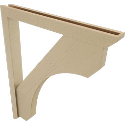 Ekena Millwork - BKTUR0352X32X40LEC06RCPR - Timberthane Faux Wood Legacy Style Bracket w/ Offset Brace, Slat Ends, 3 1/2"W x 32"D x 40"H, Primed Tan