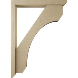 Ekena Millwork - BKTUR0352X32X44LEC06RCPR - Timberthane Faux Wood Legacy Style Bracket w/ Offset Brace, Slat Ends, 3 1/2"W x 32"D x 44"H, Primed Tan