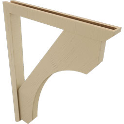 Ekena Millwork - BKTUR0352X32X44LEC06RCPR - Timberthane Faux Wood Legacy Style Bracket w/ Offset Brace, Slat Ends, 3 1/2"W x 32"D x 44"H, Primed Tan