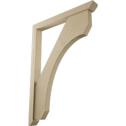 Ekena Millwork - BKTUR0352X32X44LEC06RCPR - Timberthane Faux Wood Legacy Style Bracket w/ Offset Brace, Slat Ends, 3 1/2"W x 32"D x 44"H, Primed Tan