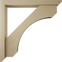 Ekena Millwork - BKTUR0352X34X34LEC06RCPR - Timberthane Faux Wood Legacy Style Bracket w/ Offset Brace, Slat Ends, 3 1/2"W x 34"D x 34"H, Primed Tan