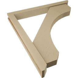 Ekena Millwork - BKTUR0352X34X38LEC06RCPR - Timberthane Faux Wood Legacy Style Bracket w/ Offset Brace, Slat Ends, 3 1/2"W x 34"D x 38"H, Primed Tan