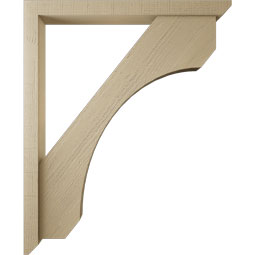 Ekena Millwork - BKTUR0352X36X44LEC06RCPR - Timberthane Faux Wood Legacy Style Bracket w/ Offset Brace, Slat Ends, 3 1/2"W x 36"D x 44"H, Primed Tan