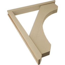 Ekena Millwork - BKTUR0352X36X44LEC06RCPR - Timberthane Faux Wood Legacy Style Bracket w/ Offset Brace, Slat Ends, 3 1/2"W x 36"D x 44"H, Primed Tan
