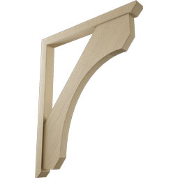 Ekena Millwork - BKTUR0352X36X44LEC06RCPR - Timberthane Faux Wood Legacy Style Bracket w/ Offset Brace, Slat Ends, 3 1/2"W x 36"D x 44"H, Primed Tan