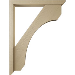 Ekena Millwork - BKTUR0352X36X48LEC06RCPR - Timberthane Faux Wood Legacy Style Bracket w/ Offset Brace, Slat Ends, 3 1/2"W x 36"D x 48"H, Primed Tan