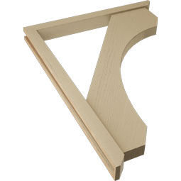 Ekena Millwork - BKTUR0352X36X48LEC06RCPR - Timberthane Faux Wood Legacy Style Bracket w/ Offset Brace, Slat Ends, 3 1/2"W x 36"D x 48"H, Primed Tan