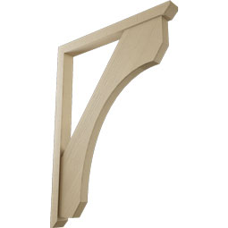 Ekena Millwork - BKTUR0352X36X48LEC06RCPR - Timberthane Faux Wood Legacy Style Bracket w/ Offset Brace, Slat Ends, 3 1/2"W x 36"D x 48"H, Primed Tan