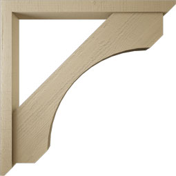 Ekena Millwork - BKTUR0352X38X38LEC06RCPR - Timberthane Faux Wood Legacy Style Bracket w/ Offset Brace, Slat Ends, 3 1/2"W x 38"D x 38"H, Primed Tan