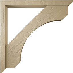 Ekena Millwork - BKTUR0352X40X40LEC06RCPR - Timberthane Faux Wood Legacy Style Bracket w/ Offset Brace, Slat Ends, 3 1/2"W x 40"D x 40"H, Primed Tan
