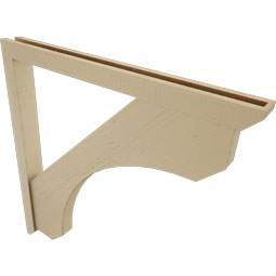Ekena Millwork - BKTUR0352X40X40LEC06RCPR - Timberthane Faux Wood Legacy Style Bracket w/ Offset Brace, Slat Ends, 3 1/2"W x 40"D x 40"H, Primed Tan