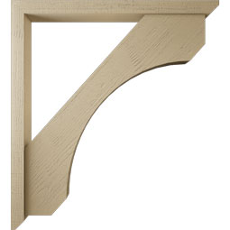Ekena Millwork - BKTUR0352X40X44LEC06RCPR - Timberthane Faux Wood Legacy Style Bracket w/ Offset Brace, Slat Ends, 3 1/2"W x 40"D x 44"H, Primed Tan