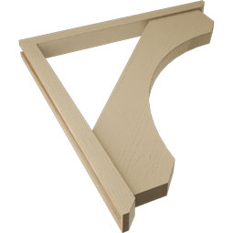 Ekena Millwork - BKTUR0352X40X44LEC06RCPR - Timberthane Faux Wood Legacy Style Bracket w/ Offset Brace, Slat Ends, 3 1/2"W x 40"D x 44"H, Primed Tan