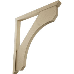 Ekena Millwork - BKTUR0352X40X44LEC06RCPR - Timberthane Faux Wood Legacy Style Bracket w/ Offset Brace, Slat Ends, 3 1/2"W x 40"D x 44"H, Primed Tan