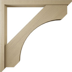 Ekena Millwork - BKTUR0352X42X42LEC06RCPR - Timberthane Faux Wood Legacy Style Bracket w/ Offset Brace, Slat Ends, 3 1/2"W x 42"D x 42"H, Primed Tan
