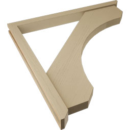 Ekena Millwork - BKTUR0352X42X42LEC06RCPR - Timberthane Faux Wood Legacy Style Bracket w/ Offset Brace, Slat Ends, 3 1/2"W x 42"D x 42"H, Primed Tan