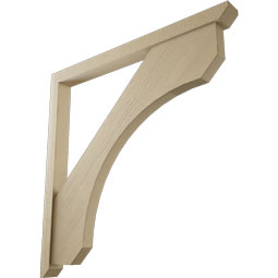 Ekena Millwork - BKTUR0352X42X42LEC06RCPR - Timberthane Faux Wood Legacy Style Bracket w/ Offset Brace, Slat Ends, 3 1/2"W x 42"D x 42"H, Primed Tan