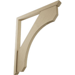 Ekena Millwork - BKTUR0352X42X48LEC06RCPR - Timberthane Faux Wood Legacy Style Bracket w/ Offset Brace, Slat Ends, 3 1/2"W x 42"D x 48"H, Primed Tan