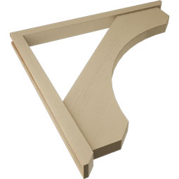 Ekena Millwork - BKTUR0352X44X44LEC06RCPR - Timberthane Faux Wood Legacy Style Bracket w/ Offset Brace, Slat Ends, 3 1/2"W x 44"D x 44"H, Primed Tan