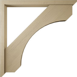 Ekena Millwork - BKTUR0352X46X46LEC06RCPR - Timberthane Faux Wood Legacy Style Bracket w/ Offset Brace, Slat Ends, 3 1/2"W x 46"D x 46"H, Primed Tan