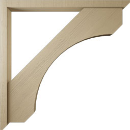 Ekena Millwork - BKTUR0352X48X48LEC06RCPR - Timberthane Faux Wood Legacy Style Bracket w/ Offset Brace, Slat Ends, 3 1/2"W x 48"D x 48"H, Primed Tan