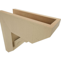 Ekena Millwork - BKTUR0554X14X14LEC06RCPR - Timberthane Faux Wood Legacy Style Bracket w/ Offset Brace, Slat Ends, 5 1/2"W x 14"D x 14"H, Primed Tan