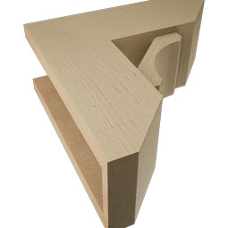 Ekena Millwork - BKTUR0554X14X14LEC06RCPR - Timberthane Faux Wood Legacy Style Bracket w/ Offset Brace, Slat Ends, 5 1/2"W x 14"D x 14"H, Primed Tan
