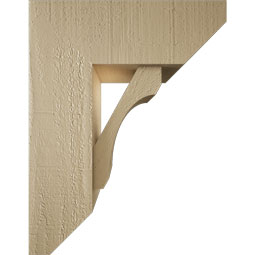 Ekena Millwork - BKTUR0554X14X18LEC06RCPR - Timberthane Faux Wood Legacy Style Bracket w/ Offset Brace, Slat Ends, 5 1/2"W x 14"D x 18"H, Primed Tan
