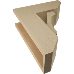 Ekena Millwork - BKTUR0554X14X18LEC06RCPR - Timberthane Faux Wood Legacy Style Bracket w/ Offset Brace, Slat Ends, 5 1/2"W x 14"D x 18"H, Primed Tan