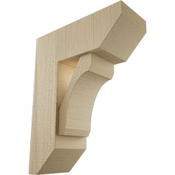 Ekena Millwork - BKTUR0554X14X18LEC06RCPR - Timberthane Faux Wood Legacy Style Bracket w/ Offset Brace, Slat Ends, 5 1/2"W x 14"D x 18"H, Primed Tan