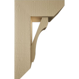 Ekena Millwork - BKTUR0554X14X22LEC06RCPR - Timberthane Faux Wood Legacy Style Bracket w/ Offset Brace, Slat Ends, 5 1/2"W x 14"D x 22"H, Primed Tan