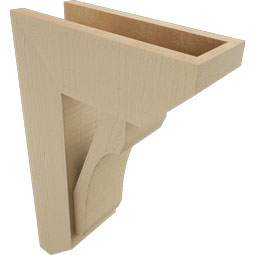 Ekena Millwork - BKTUR0554X14X22LEC06RCPR - Timberthane Faux Wood Legacy Style Bracket w/ Offset Brace, Slat Ends, 5 1/2"W x 14"D x 22"H, Primed Tan