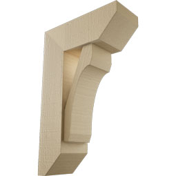 Ekena Millwork - BKTUR0554X14X22LEC06RCPR - Timberthane Faux Wood Legacy Style Bracket w/ Offset Brace, Slat Ends, 5 1/2"W x 14"D x 22"H, Primed Tan