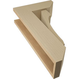 Ekena Millwork - BKTUR0554X14X26LEC06RCPR - Timberthane Faux Wood Legacy Style Bracket w/ Offset Brace, Slat Ends, 5 1/2"W x 14"D x 26"H, Primed Tan